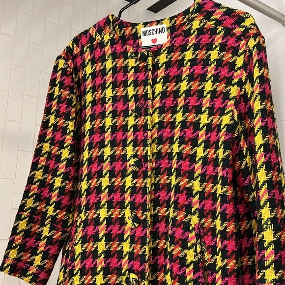 Vintage Love Moschino Women's Houndstooth Lightweight Coat - Picture 8 of 9